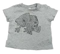 Sivé melírované tričko s chameleonem Topolino