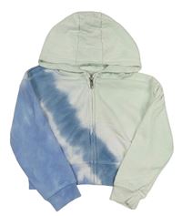 Světlezeleno-modrá prepínaci crop mikina s kapucňou Primark