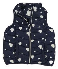 Tmavomodrá šušťáková prešívaná zateplená vesta so srdiečkami Orchestra