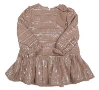 Starorůžové šifonové šaty s výšivkou a flitry Mayoral