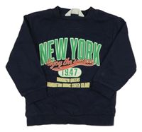 Tmavomodrá mikina s nápisom H&M