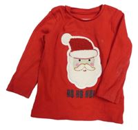 Červené rebrované tričko so Santou Primark