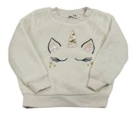 Pudrová chlpatá mikina s jednorožcom C&A