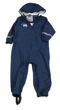 Tmavomodrá nepromokavá kombinéza s bágrom a kapucňou Lupilu