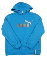 Azurová mikina s logem a kapucí Puma