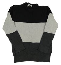 Sivo-čierny pruhovaný sveter C&A