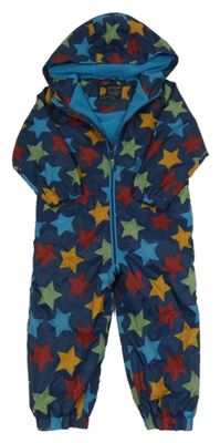 Tmavomodrá šusťáková jarní kombinéza s hvězdičkami a kapucí Next