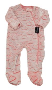 Nové - Světlerůžový chlupatý overal s mráčky Dunnes