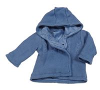 Modrý zateplený propínací svetr s kapucí Mothercare 