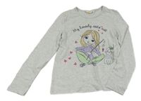 Sivé melírované tričko s dievčatkom Kids
