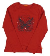 Červené triko s motýlkem a kamínky CFL 