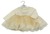 Nové - Smetanovo-béžové bavlněno/tylové šaty s výšivkou Minoborn