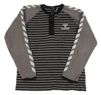 Šedo-černé pruhované triko Hummel
