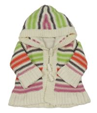 Smetanovo-farebný pruhovaný sveter s kapucňou George