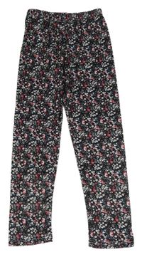 Čierne legíny s kvietkami