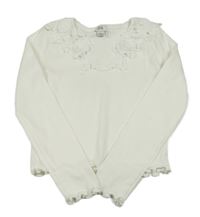 Biele rebrované crop tričko s madeirou River Island