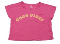 Ružové crop tričko s nápisom a palmami Carter´s