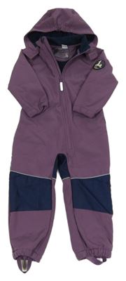 Fialovo-tmavomodrá softshellová kombinéza s odepínací kapucí Lily&Dan