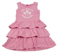 Ružové bavlnené vrstvené šaty s kvietkami Lily & Dan