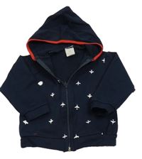 Tmavomodro-červená prepínaci mikina s lietadly