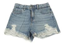 Modré riflové kraťasy s medirou F&F