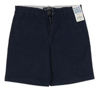 Nové - Tmavomodré plátěné chino kraťasy Matalan