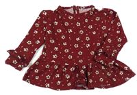 Červená peplum květovaná halenka 