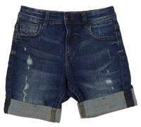 Tmavomodré riflové skinny kraťasy s prošoupáním Denim Co.