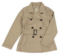 Béžový šusťákový jarní sakový kabátek s páskem C&A