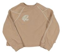 Staroružová crop oversize mikina s písmenkom Reiss