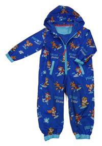 Tmavomodrá šusťáková podzimní kombinéza s Paw Patrol a kapucí 