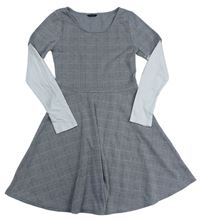 Čierno-svetlošedá -biele kostkovano/kárované vzorované šaty M&Co