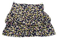 Tmavomodro-farebná kvetovaná vrstvená sukňa C&A