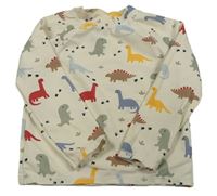 Smetanové UV triko s barevnými dinosaury H&M