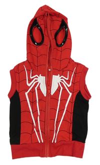 Červeno-čierna prepínaci tepláková vesta s pavoukem a kapucí - Spider-man