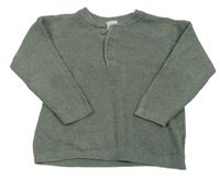 Khaki melírovaný rebrovaný sveter H&M