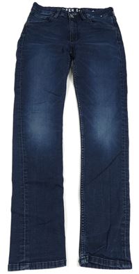 Tmavomodré skinny fit teplákové rifle H&M