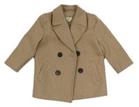 Hnědobéžový melírovaný flaušový podšitý kabát RIVER ISLAND
