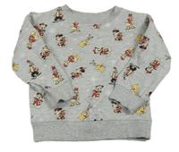 Sivá melírovaná mikina s Mickey a Minnie s kamarády a vánočním motívom zn. Disney