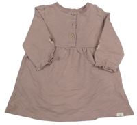 Kakaové melírované teplákové šaty s kvetmi Topomini