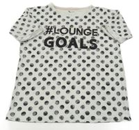 Bílo-černé puntíkaté tričko s nápisy Tu