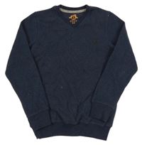 Tmavomodrá melírovaná rebrovaná mikina