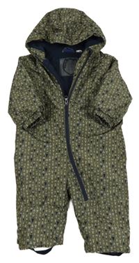 Khaki vzorovaná šusťáková zimní kombinéza s kapucí lupilu