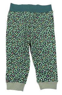 Zelenoolivovo-černo-barevno-šalvějovo-světlekhaki vzorované tepláky