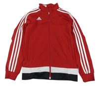 Červeno-bílo-černá thermo propínací mikina Adidas