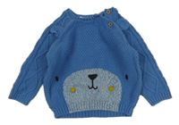 Modrý vzorovaný sveter s medvedíkom Next