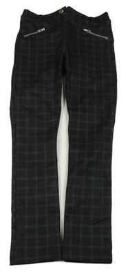 Nové - čierno-biele kockované tregínové nohavice so zipy St. Bernard