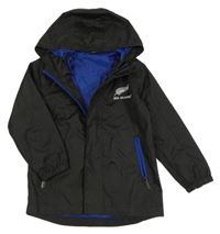 Čierna kockovaná šušťáková jarná bunda s kapucňou ALl BLACKS