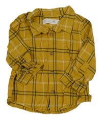 Okrovo-tmavomodro-bílá kostkovaná košile ZARA