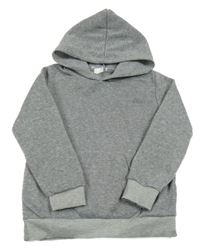 Sivá melírovaná tepláková mikina s vreckom a kapucňou